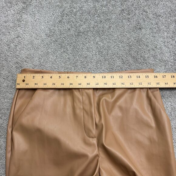 Alexia Admor Faux Leather Trouser Pants Women 9 Tan Camel Straight Leg High Rise - Picture 11 of 16